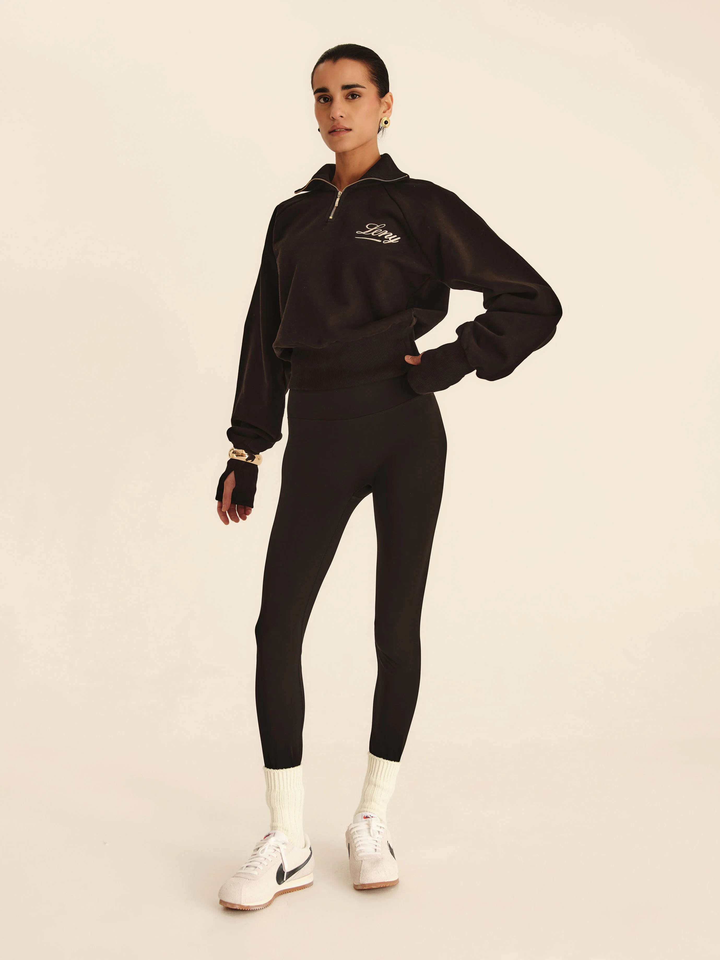 90's Cropped Quarter-Zip - Jet Black - Image 3
