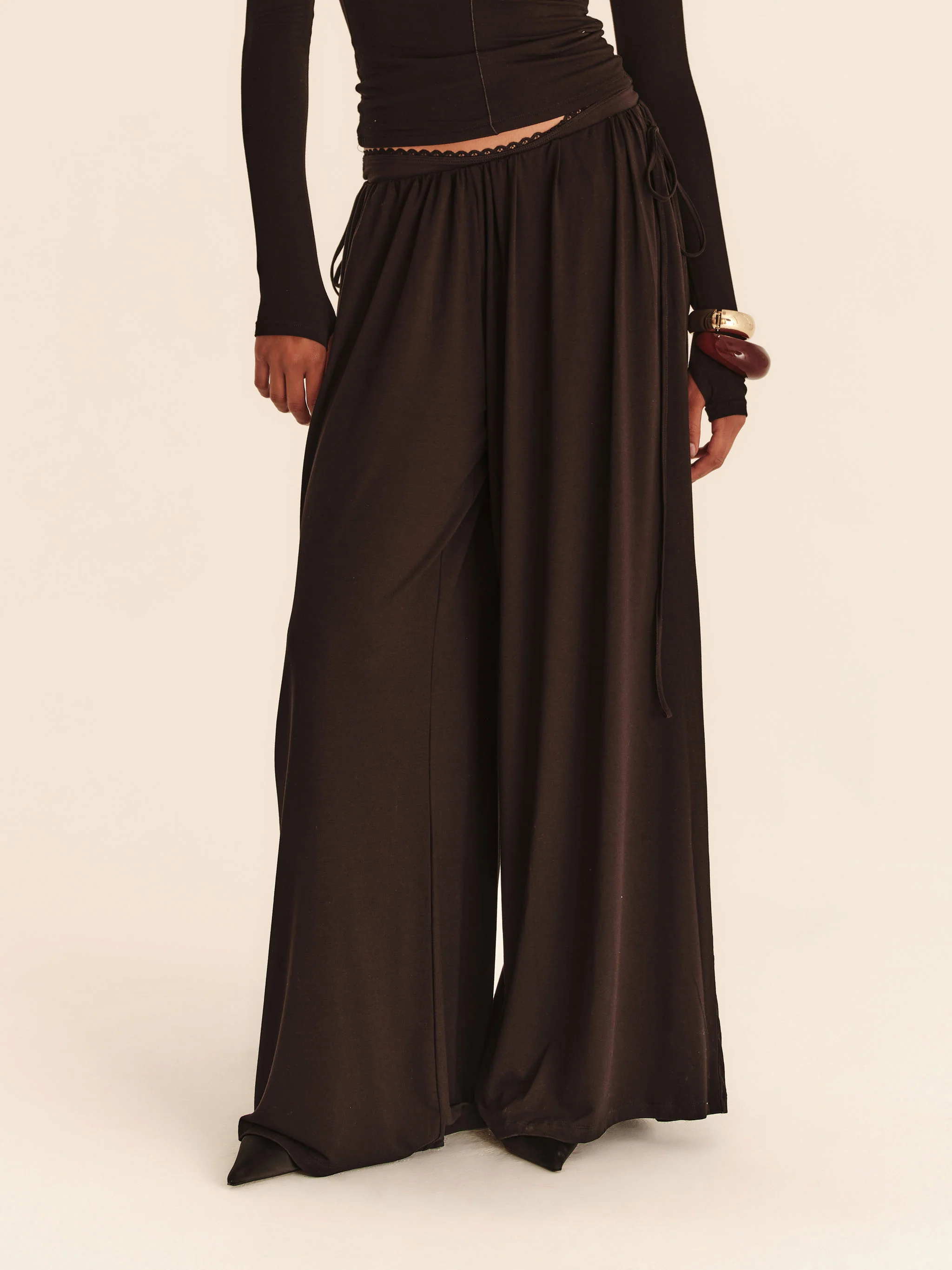 Babydoll Flare Pants - Jet Black - Image 3