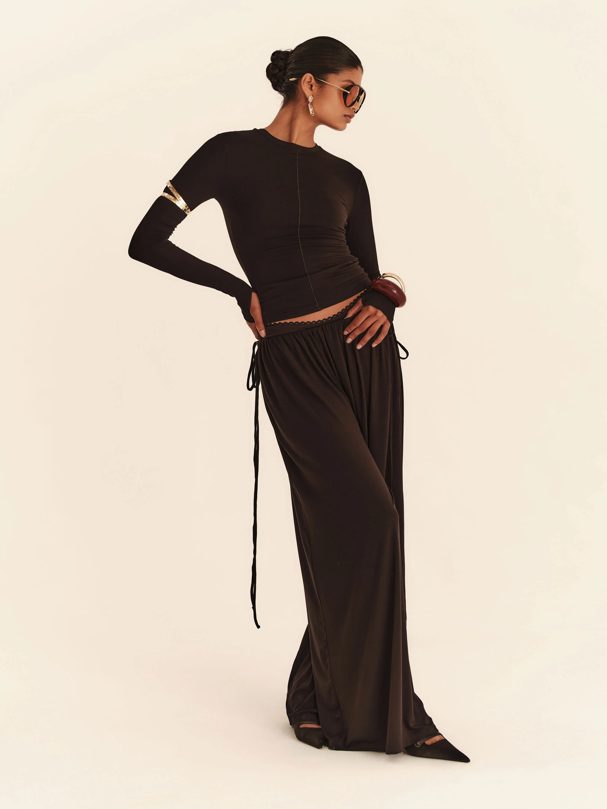 Babydoll Flare Pants - Jet Black - Image 4