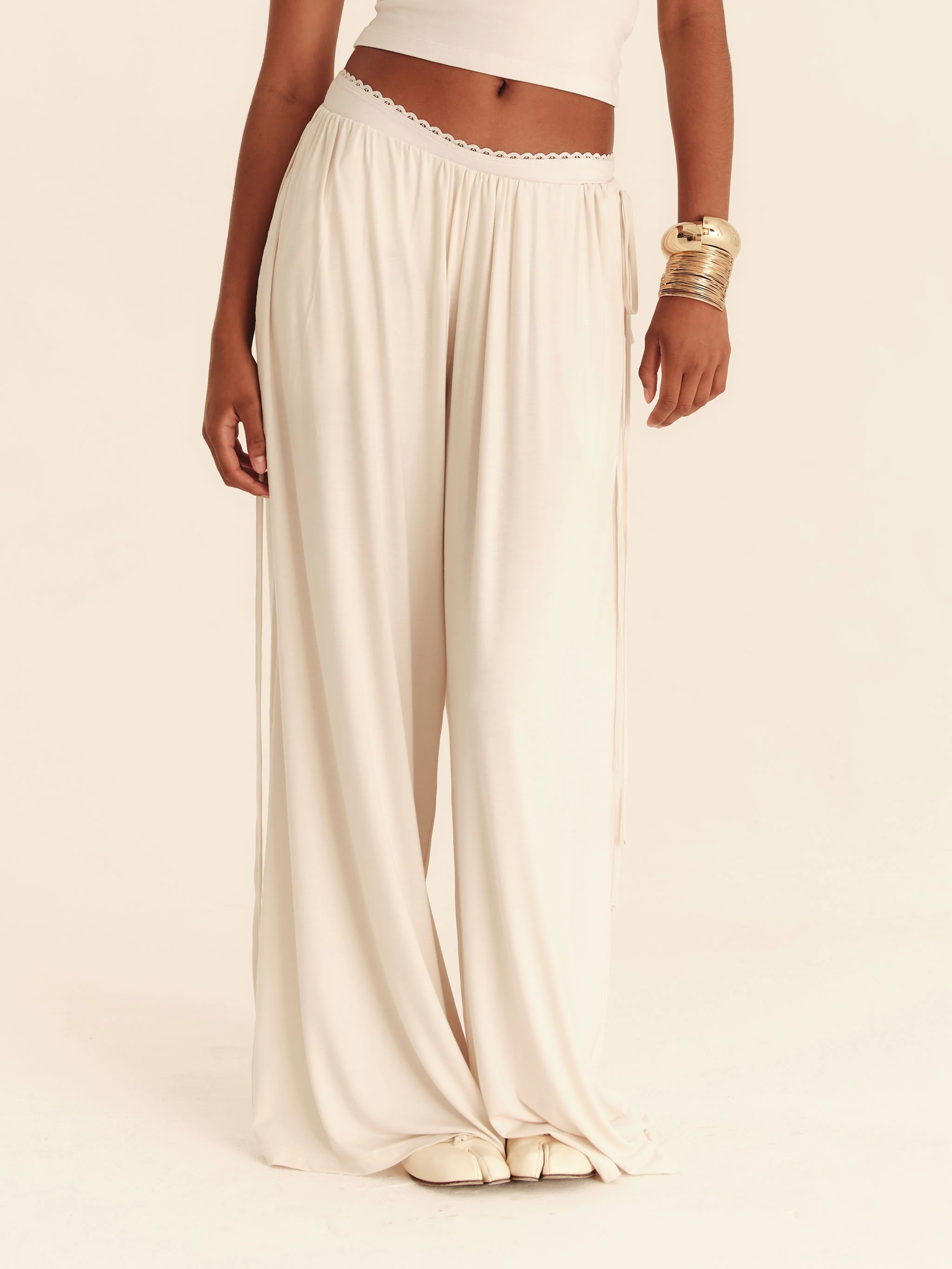 Babydoll Flare Pants - Pearl - Image 4