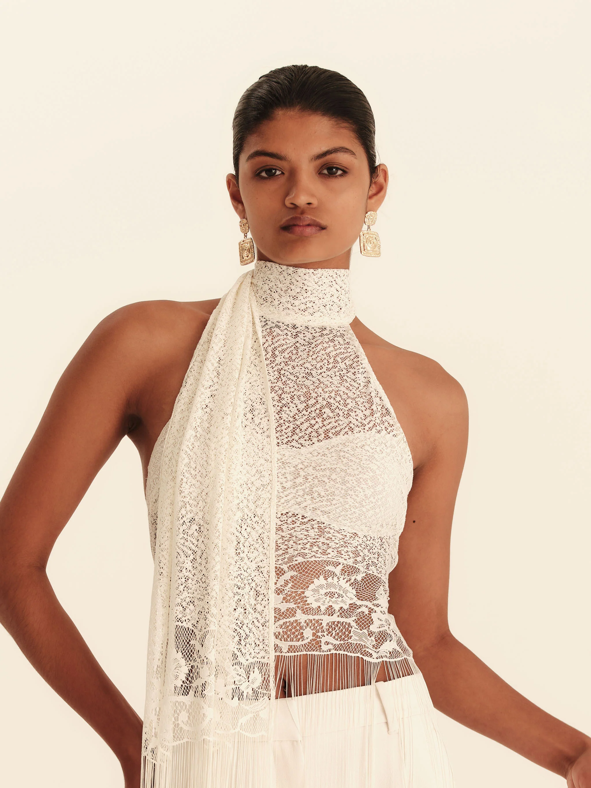 Elara Fringe Halter - Ivory Cream - Image 3