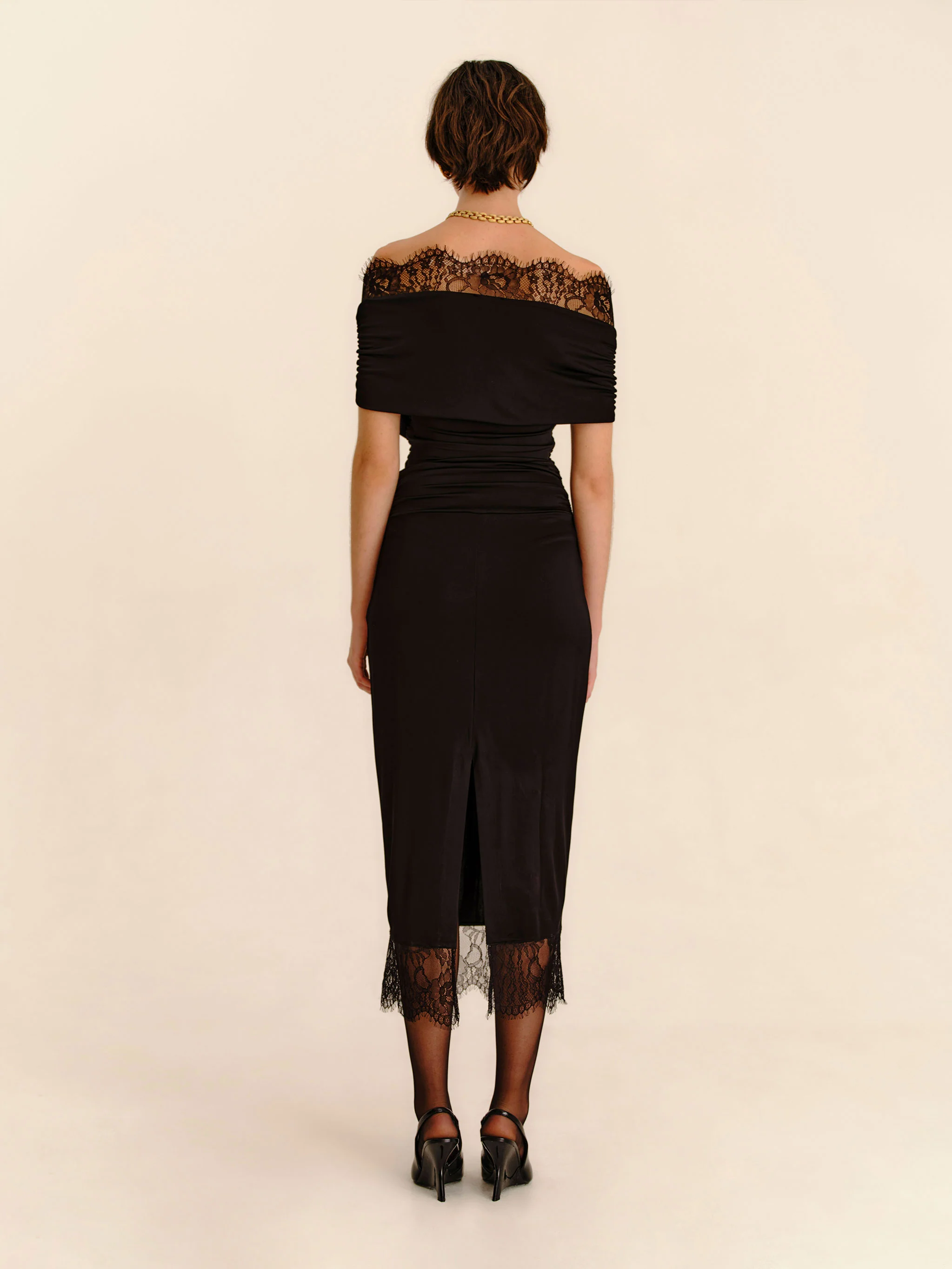 Iris Lace Trim Skirt - Jet Black - Image 4